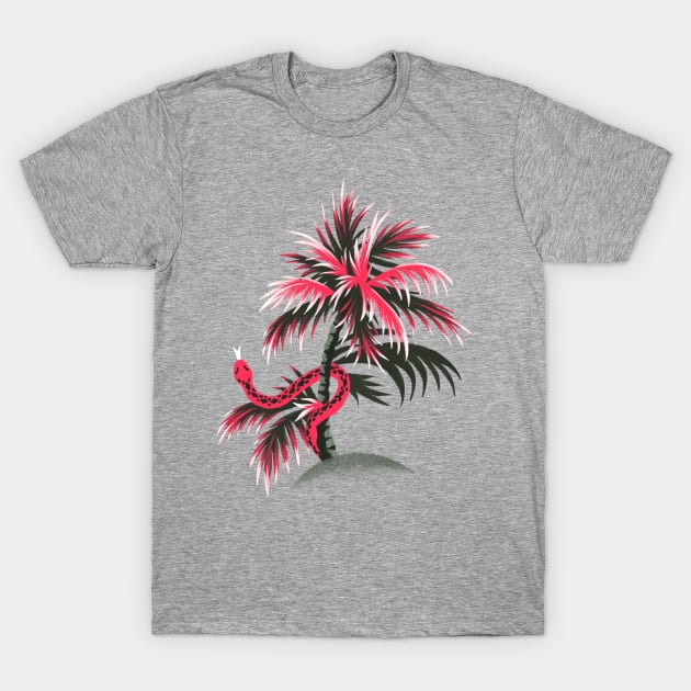 Snake Palms - Light Vintage Coral T-Shirt by andreaalice